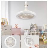 New Fan Light with Remote Control, 3 Colors 3000K-6500K Dimmable LED Light Bulb Fan E27 Screw Ceiling Fan*B