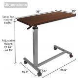 Brand New Vaunn Medical Adjustable Overbed Bedside Table With Wheels Walnut $119.99 Retail *B