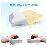 Brand New Cervical Neck Pillow for Neck and Shoulder Pain Relief with Silk Pillow Cases Ergonomic Orthopedic Memory Foam Neck Pain Pillow Grey White $49.99 Retail *B
