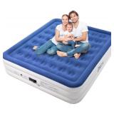 New King Air Mattress with Built in Pump 18 Inch Elevated Quick Inflation/Deflation Inflatable Bed Blue $149.99 Retail *B