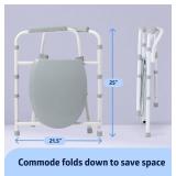 Brand New Medline 3-in-1 Steel Bedside Commode, Elongated Seat, Sturdy Folding Frame $38.98 *B
