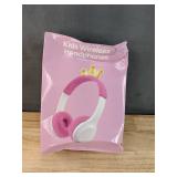 Brand New Kids Wireless Headphones Princess Tiara Pink USB Charging Cable *N