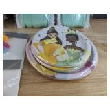Brand New 8 Spritz Backdrop 3 ft. x 8 ft., 30 Spritz 8.1" Snack Plates, 4 Spritz Bows, 16 Disney Princess 6 3/4" Plates and 8 Disney Princess 8 5/8" Plates *N