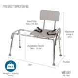 New DMI Heavy-duty Sliding Transfer Bench Shower Chair With Cut-out Seat and Adjustable Legs $87.99 Retail *B
