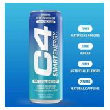 12-Pack Brand New Cellucor C4 Smart Energy Drink, Blue Raspberry Flavor Cans *N