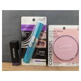 Brand New Covergirl Exhibitionist Cream Lipstick, The Super Sizer Fibers Mascara, Clean Fresh Healthy Look Pressed Powder and Liquid Liner *N