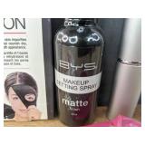 Brand New Beauty 360 Facial Cleansing Sponge, Masque Bar Charcoal Sheet Mask, BYS Makeup Setting Spray, Daily Mirra Brow Brush and Stencil Set, SM Retractable Power Brush, Round Foundation Sponge, Tea