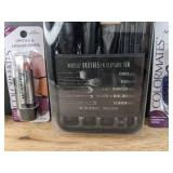 Brand New Colormates Makeup Lipstick & Lipliner Pencil, Nail Polish, Lipstick, Beauty 360 Facial Cleansing Sponge and Makeup Brushes in Keepsake Tin *N
