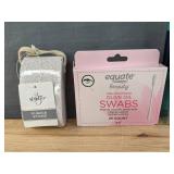 Brand New Studio 35 Pumice Stone, Equate Beauty Pre-Moistened Olive Oil Swabs, Pretty Savvy Large Powder Brush, 32 Cosmetic Applicator Sponges and Essence of Beauty 12 Soft Tip Applicators *N