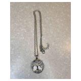 New Tree Of Life Glass Cabochon Alloy Necklace Pierced Earrings Bangle Set Silvery *P