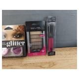 Brand New BYS Cosmetics includes Finishing Spray, Glitter Eye Shadow, Eye Shadow, and Liquid Velvet Lipstick *N