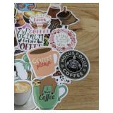50 Brand New Coffee Theme Aesthetic Stickers for Water Bottles, Laptops, Scrapbooking Etc *E