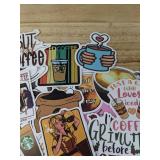 50 Brand New Coffee Theme Aesthetic Stickers for Water Bottles, Laptops, Scrapbooking Etc *E