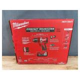 Brand New Milwaukee M18 18V Lithium-Ion Brushless Cordless 1/2 in. Compact Drill/Driver Kit with Two 2.0 Ah Batteries, Charger and Case $199 Retail *N