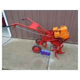 Vinatge front tine tiller. Approx 4 hp? Well tested & works. As shown.