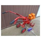 Vinatge front tine tiller. Approx 4 hp? Well tested & works. As shown.