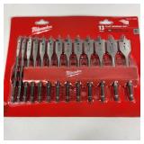 New Milwaukee 13 Piece Flat Boring Set 48-27-1520 1/4"-1"