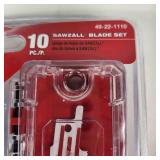 New Milwaukee Sawzall Blade Set 10 Piece With Case 49-22-1110