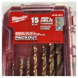 Open Box Milwaukee 15 Piece Red Helix Titanium Drill Bit Set 48-89-4670 One Bit Is Chipped Great Condition