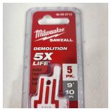 Lot Of Two New Milwaukee Sawzall Blades Carbide Teeth 1 Pack 48-00-5202 And 5 Pack 48-00-5713