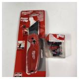 Lot Of Two Open Box Milwaukee Tools Press And Flip Fastback Compact Folding Utility Knife And Shockwave Insert Bits