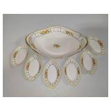 Nippon Hand Painted Serving Dish & Salt Dips