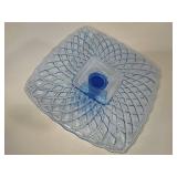 L.E. Smith Blue Trellis Pattern Cake Stand