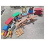 Wood Circus Train Set & Airplanes