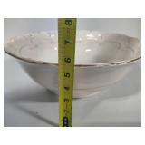 Large White/Gold Basin/Bowl & Pitcher