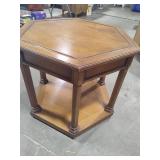 Vintage Hexagon Wood Side Table