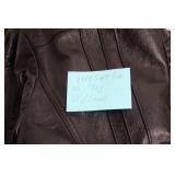 Black Leather Coat with Soft Fur Collar, Size XS/Small