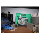 Mixed Lot of Handbags, Shoes, and Nail Drill Machine