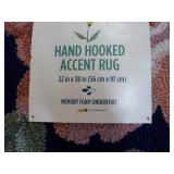 Hand Hooked Accent Rug 22 x 38"...