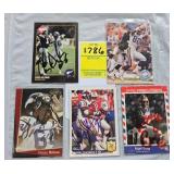 FIVE SIGNED FOOTBALL CARDS