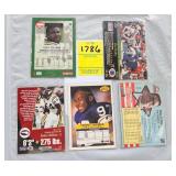 FIVE SIGNED FOOTBALL CARDS