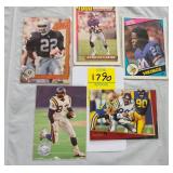 FIVE SIGNED FOOTBALL CARDS