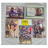 FIVE SIGNED FOOTBALL CARDS