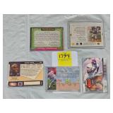 FIVE SIGNED FOOTBALL CARDS