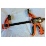 Set of 10 Pony Ratcheting Spring Hand Clamps, Jorgensen 6" Expandable Clamp and Jorgensen 12" Bar/Spreader Clamp