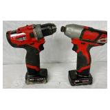 Two Milwaukee M12 Cordless Drills/Drivers