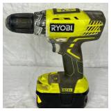 Three Ryobi Cordless Drills and Cordless Sander P236A, P208B, P231 and P400 (sander)