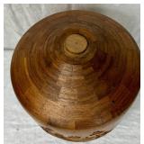 Handmade/Handturned Wooden Urn with Pine Trees