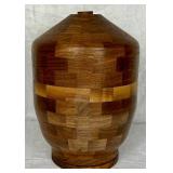 Handmade/Handturned Wooden Urn with Pine Trees