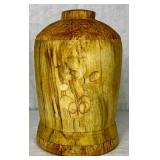 Handmade/Handturned Wooden Urn with Shepherd and Teddy Bear