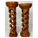Set of 3 Handmade Turned Wooden Candle Holders