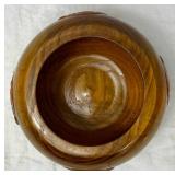 Collection of 3 Handmade/Turned Wooden Rose Bowls