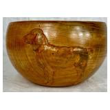 Handmade Turned Wooden Dog Themed Bowl, Covered Bowl and Vase