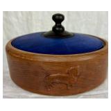 Handmade Turned Wooden Dog Themed Bowl, Covered Bowl and Vase