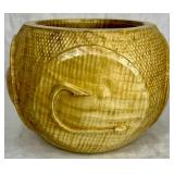 Handmade Turned Wooden Fishing Themed Bowl and Vase