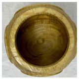 Handmade Turned Wooden Fishing Themed Bowl and Vase